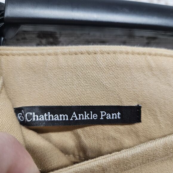 TALBOTS $99 Beige Tan Chatham Ankle Pant Side Zip Stretch Cotton Size 6 Preppy - Picture 7 of 8